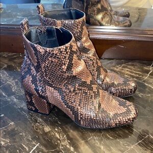 Time and Tru Snakeskin Ankle Boots - Black and Brown